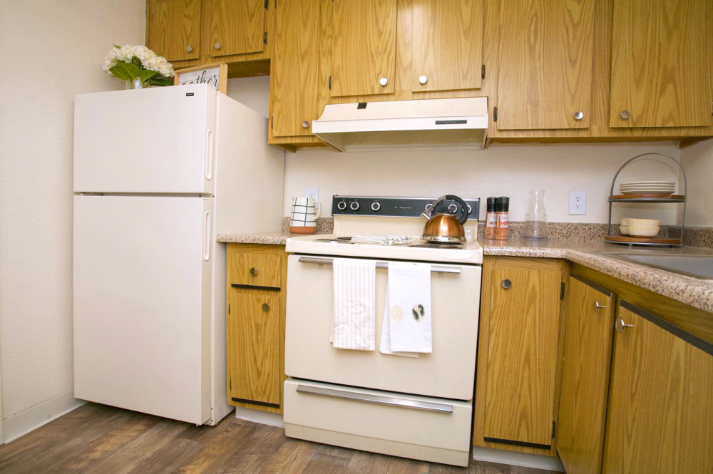 This image is the visual representation of Living, kitchen, dining 1 in Walnut Village Apartments.